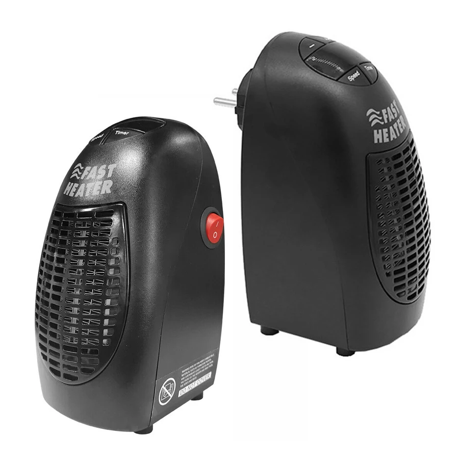 Черный мини обогреватель с электрическими розетками 400 Вт мобильный вентилятора