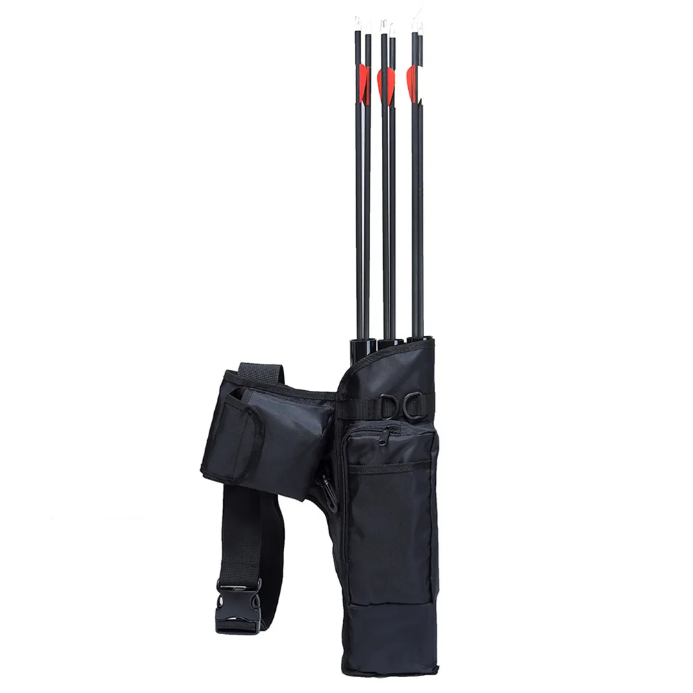 

Short Type Arrow Quiver Cylinder Bow Arrow Single Waist Bag 3 Pipes Large Capacity Holder Carry Pouch for Outdoor Archer