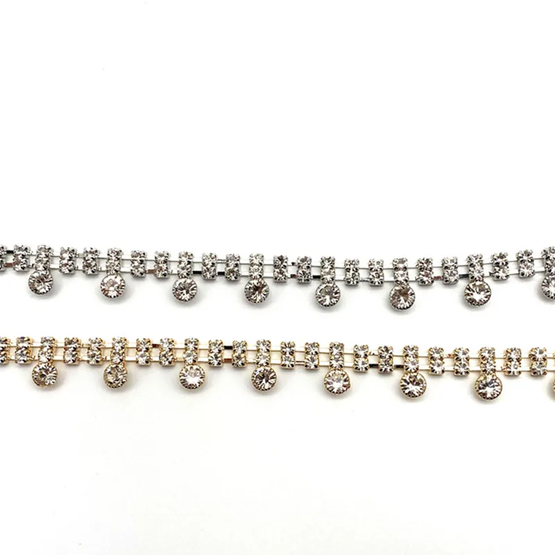 

2 lines Jewellery Woman Charm Anklet Shining Rhinestone Trendy Ankle Chain Female fashion Crystal Beach Barefoot chain