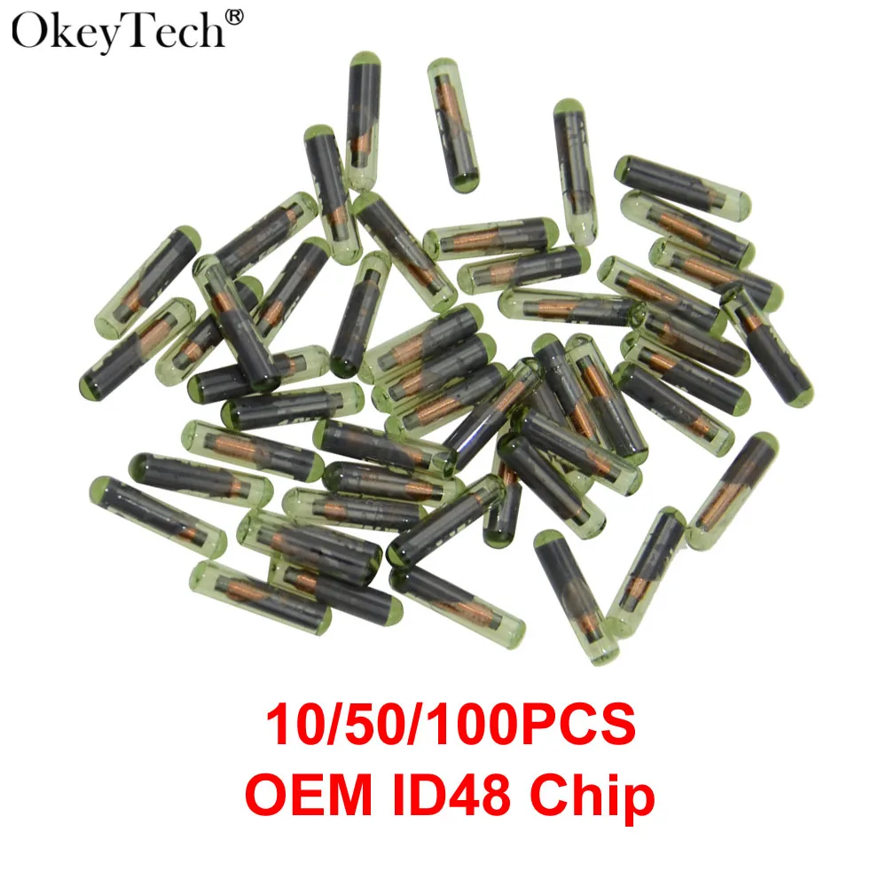 

Okeytech 10/50/100PCS OEM Transponder Chip ID48 For VW/Skoda/Seat For Audi For Honda Remote Key Copy Unlock Blank Glass Chip