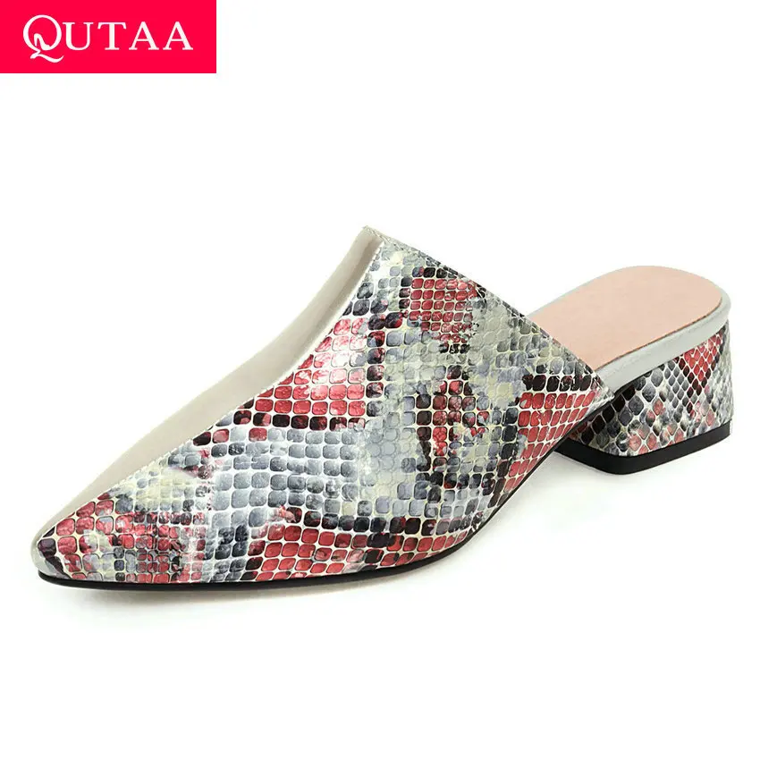 Женские туфли лодочки QUTAA змеиная кожа смешанного цвета из искусственной кожи