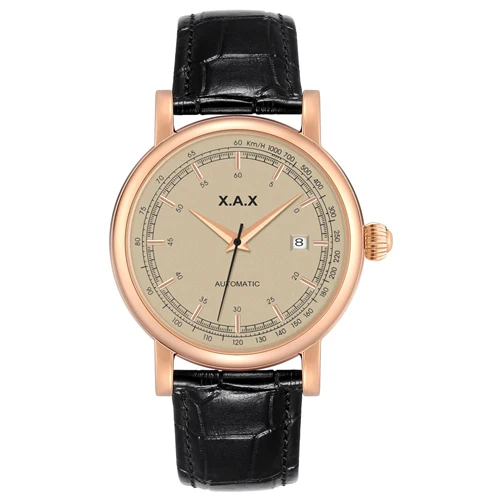rose gold black Самовзводные автоматические часы для мужчин большие наручные часы Механические водонепроницаемые часы из нержавеющей стали - Цвет: rose gold black