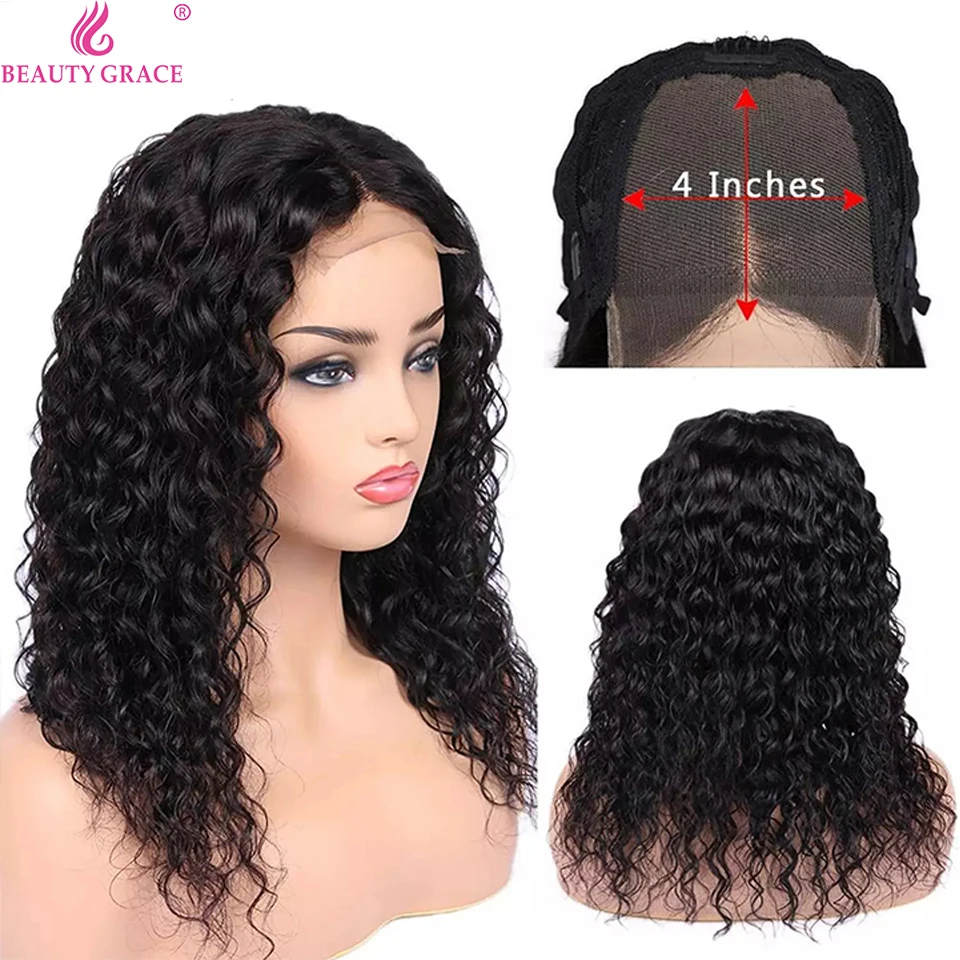 

Water Wave Closure Wig Human Hair Lace Frontal Wigs 150% Lace Front Wig For Black Women Malaysia Remy Hair 4x4 Frontal Lace Wig