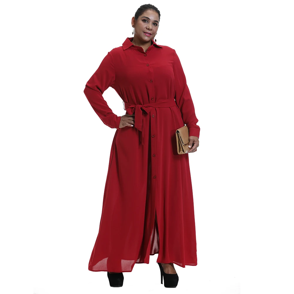 6XL размера плюс длинное платье женская винтажная Рубашка Платье на пуговицах