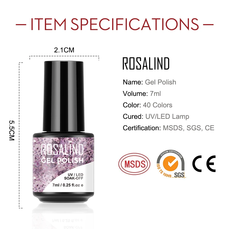 ROSALIND 7ML Gel Nail Polish Set 2/4/6PCS Glitter For Manicure Colorful UV Lamp Semi Permanent | Красота и здоровье
