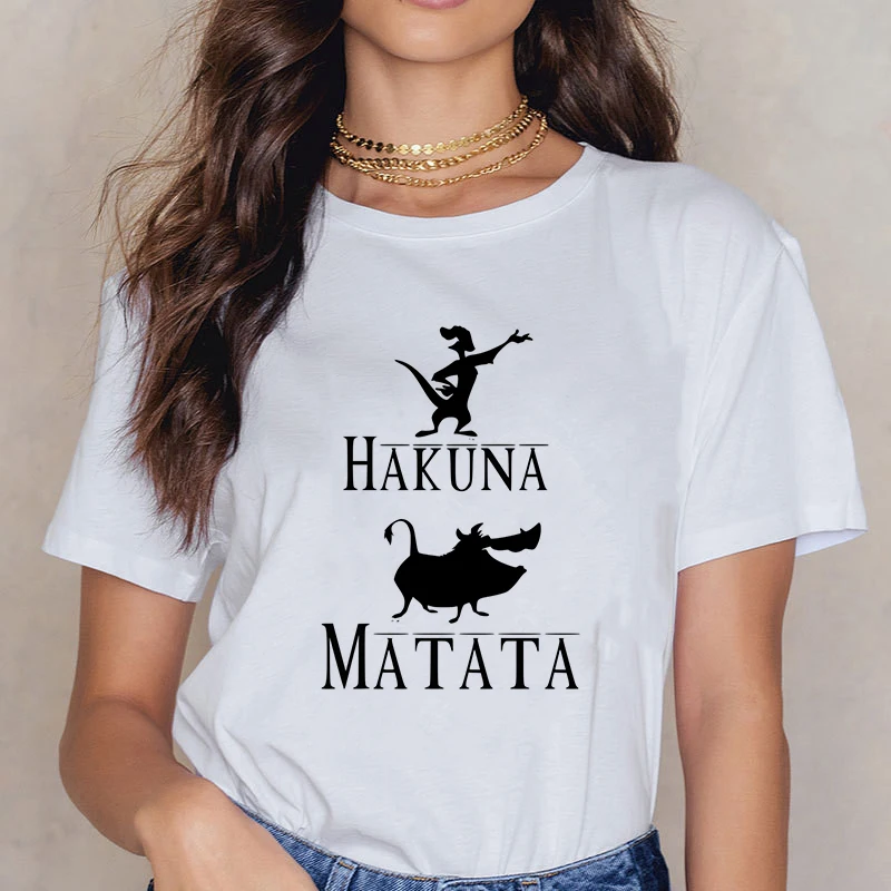 Showtly Lion King HAKUNA MATATA женская футболка It Simba Best Friends Harajuku Kawaii уличная Корейская стильная негабаритная футболка