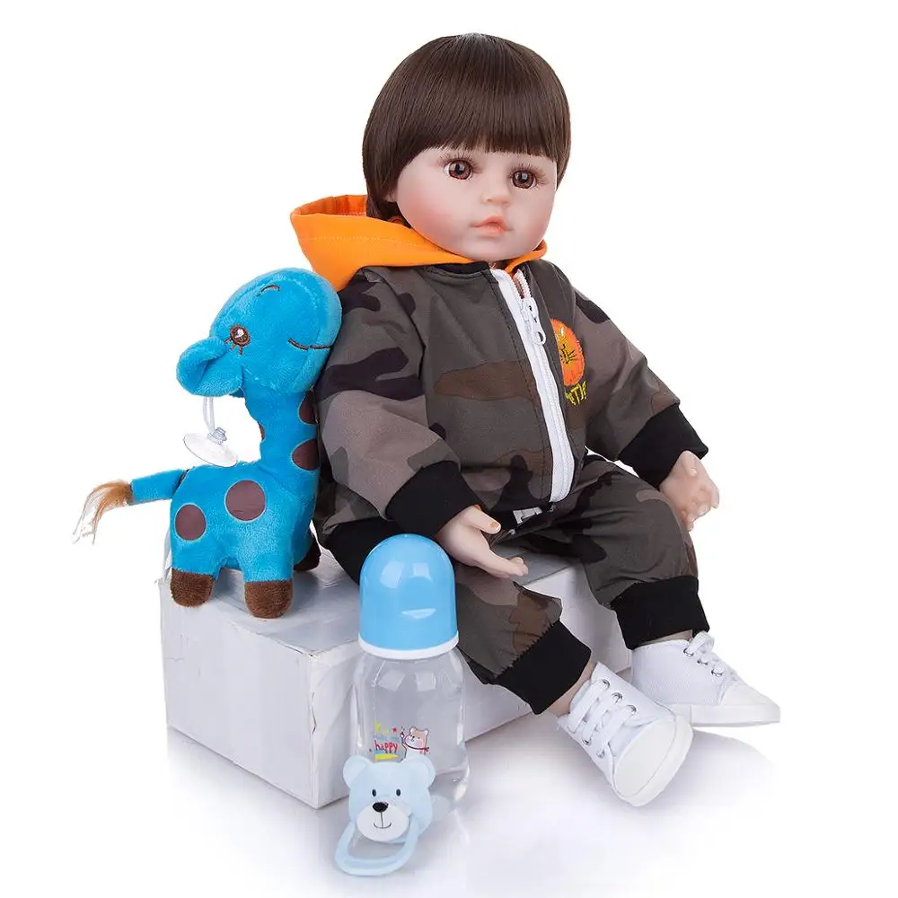 KEIUMI New Fashion 18 Inch Soft Silicone Reborn Baby Dolls Boneca Bebe Toys Cloth Body Birthday Gift Surprises | Игрушки и хобби