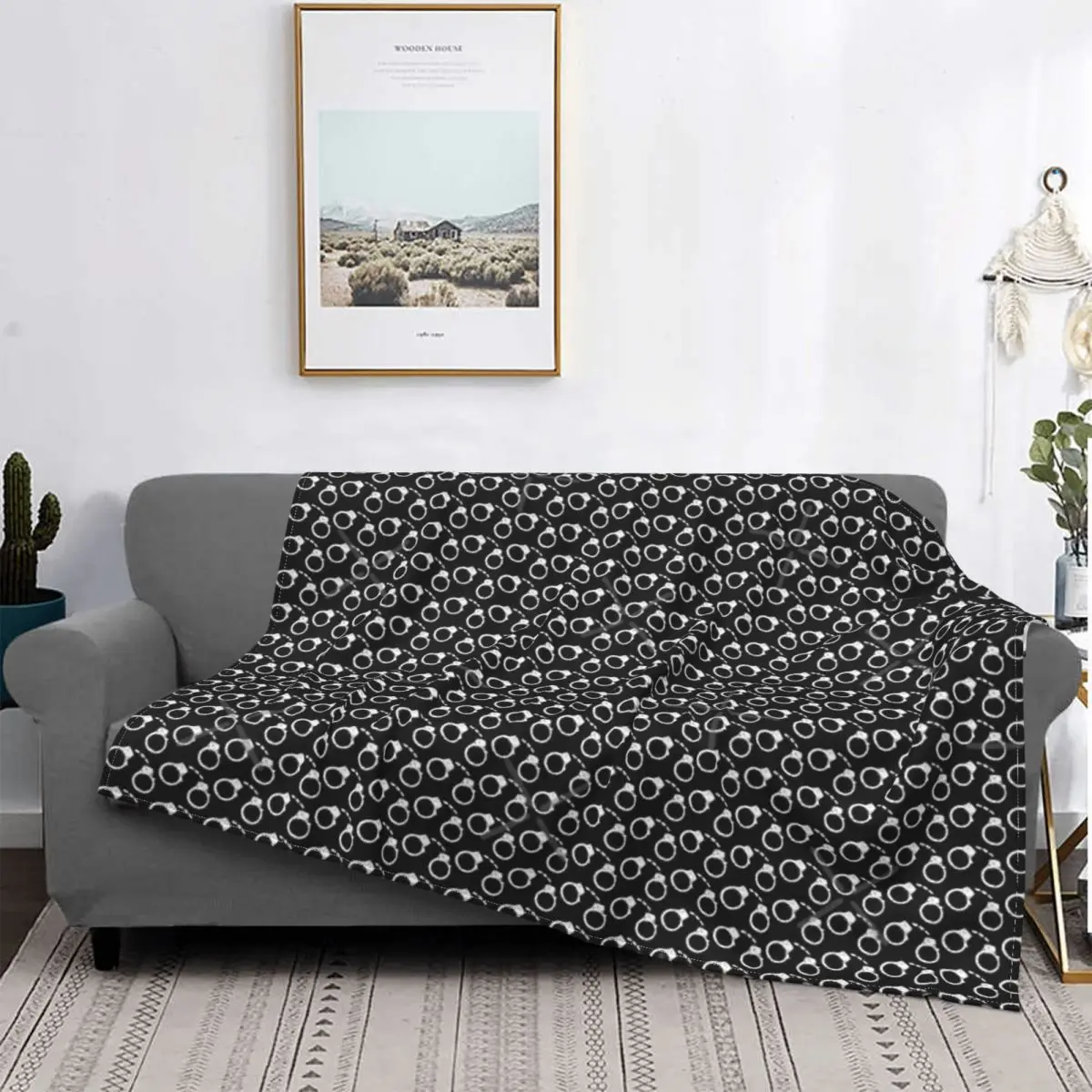 

Handcuffs Graphic Pattern Blanket Bedspread Bed Plaid Rug Bedspread 135 Plaid Blankets Picknick Blanket