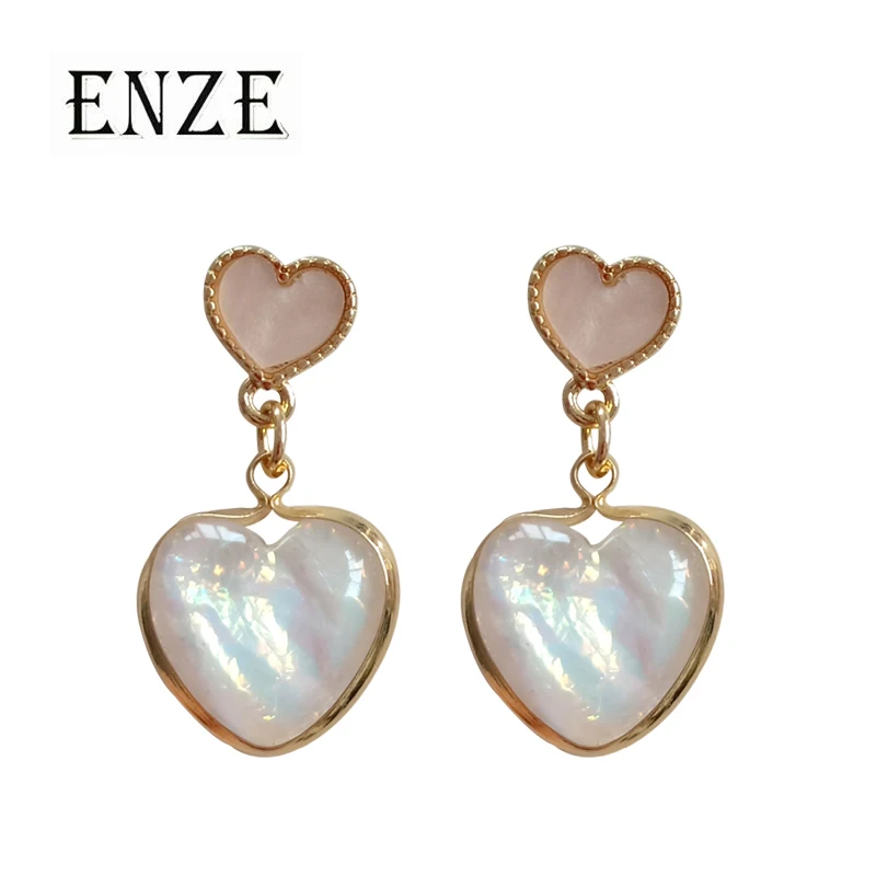 Женские серьги подвески из цинкового сплава с белыми акриловыми