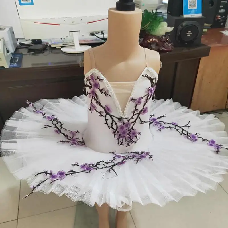 

Plum Flower Professional Ballerina Ballet Tutu Child Kids Girls Little Swan Performance Clothing Ballerina Party Dance Costumes
