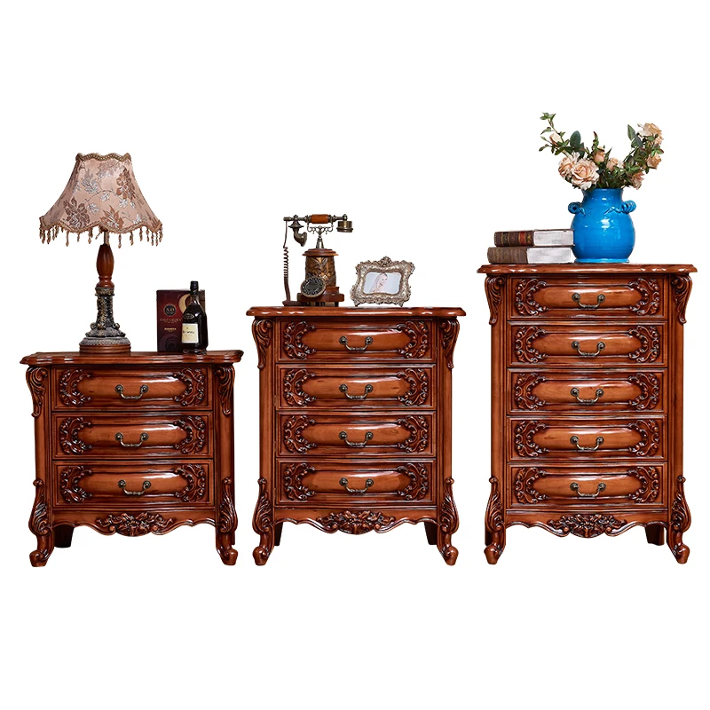

European-style solid wood three-four-five-drawer cabinet combination bedroom furniture storage cabinet luxury carved