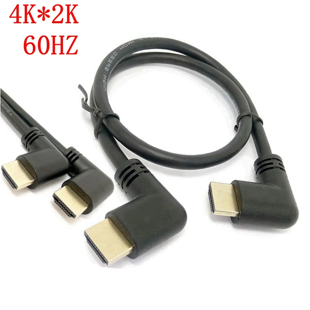 

Left or Right Angled 2.0 Male to HDMI-compatible Right Left Elbow Male extension Cable 50cm 1m HDMI 2.0V angle cable 4K*2K @60HZ