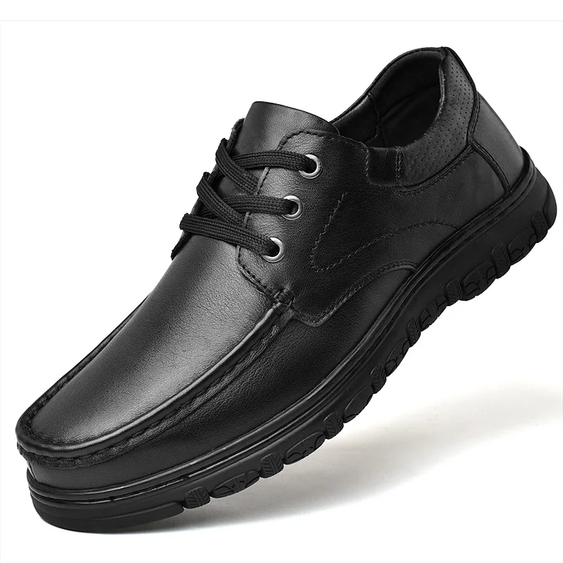 

Casual Leather Shoes 2021 New Men's First Layer Cowhide Business round Head Lace-up Formal Wear Soft Leather Soft Bottom Work