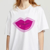 2021 lip printed summer short sleevesummer casual tshirts tees harajuku korean style graphic tops new kawaii