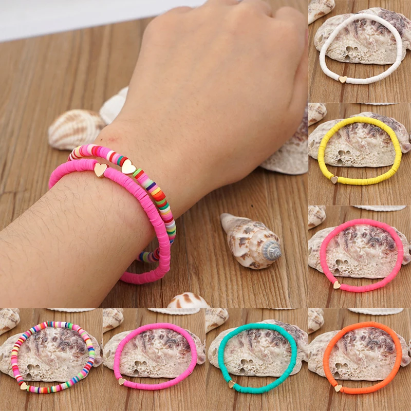 

Head Ornament Soft Pottery Bracelet Color Bohemian Style Bracelet Female Elastic Rope Hand String Love Hand Rope