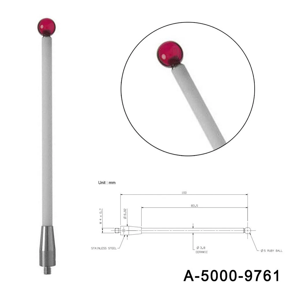 

1 шт. M4 * D5 * L100 CMM сенсорный Стилус M4 керамический стержень 5 мм Шариковые наконечники 100 мм длинная фотография для металлообработки