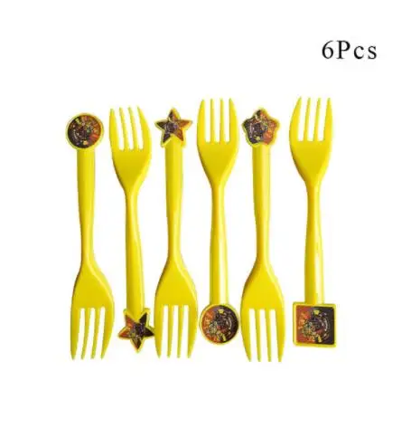 Fork 6pcs Bumblebee Optimus Prime преображение бумажные стаканчики тарелки шары для детей Дети День рождения украшения поставки - Цвет: Fork 6pcs