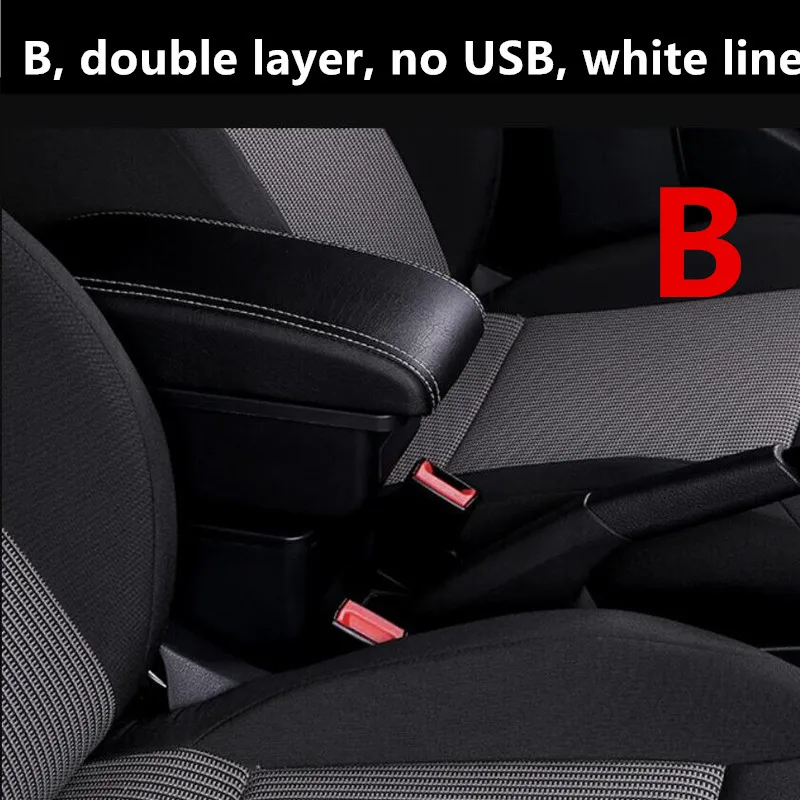 B Black white line Для Renault Duster подлокотник коробка центральный магазин содержание коробка с держатель стакана, пепельница USB интерфейс универсальная модель - Название цвета: B Black white line