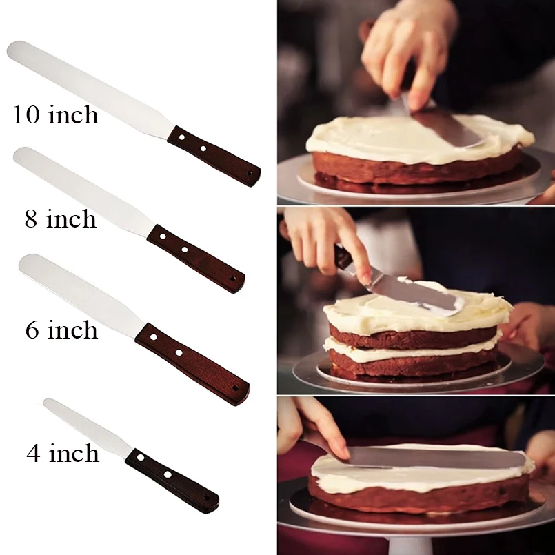 4/6/8/10 дюймов офсетная печать шпатель с деревянной ручкой Fondant (сахарная) Формы для