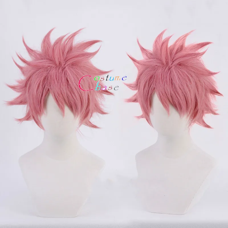 Etherious Natsu Dragneel Anime Fairy Tail Cosplay Wig Pink Heat Resistant Synthetic Hair Halloween Party + Free Wig Cap
