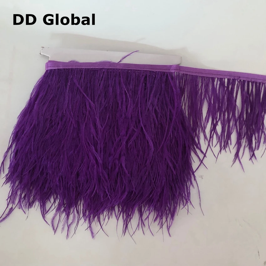 Цена 1 метр фиолетовый цвет окрашенное перо страуса отделка бахромой сшитая на