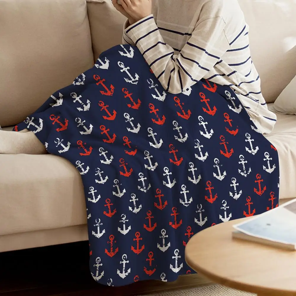 Якорь плед одеяло абстрактная морская тема с гранж дисплеем Изношенные морские