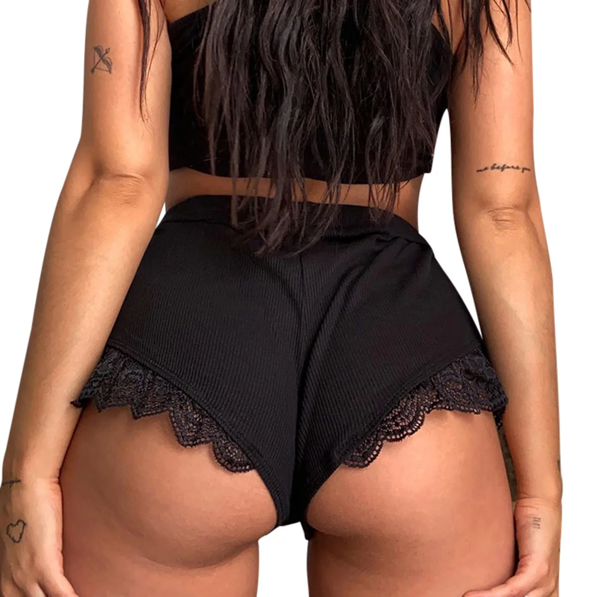 Новые Модные женские сексуальные повседневные кружевные однотонные шорты с