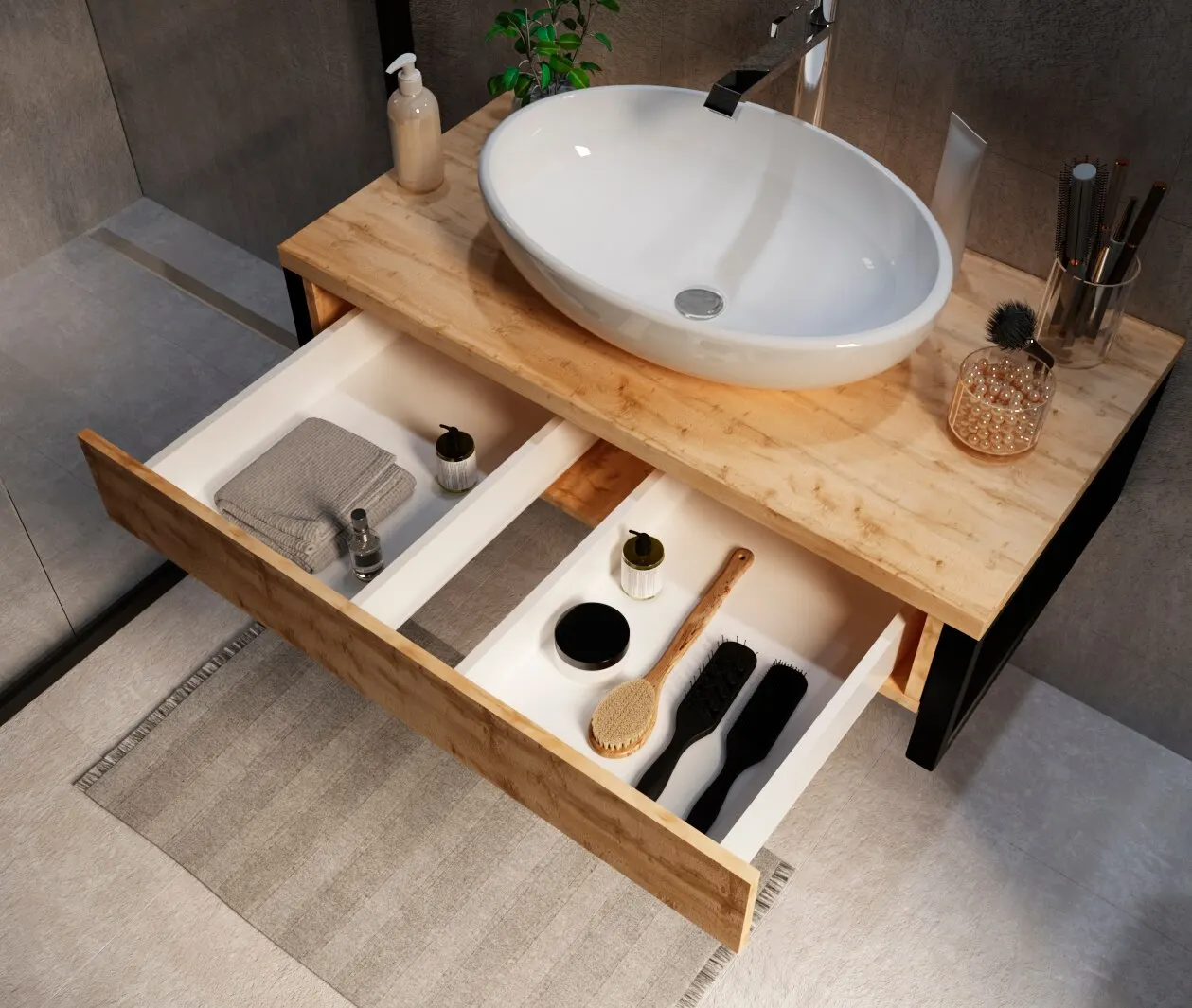 Тумба для ванной комнаты 1Marka GRUNGE LOFT 90П 1вя Дуб Вотан У85843 | Строительство и ремонт
