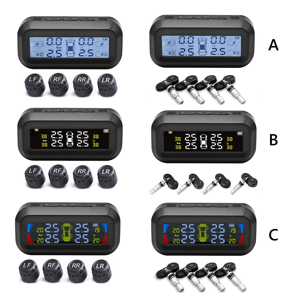 

Автомобильная система контроля давления в шинах TPMS на солнечной энергии, цифровой TMPS, ЖК-дисплей, USB, Автомобильная сигнализация, датчик дав...