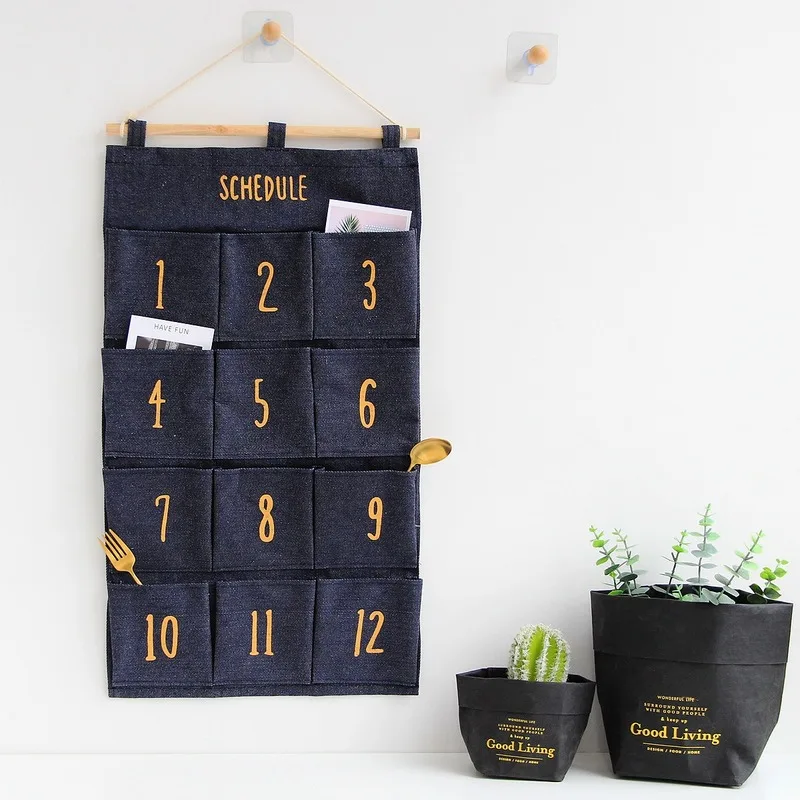 

Тяжелая промышленная джинсовая подвесная сумка для дома простая стильная сумка для хранения мелочей 12 Ячеек