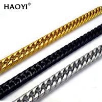 911mm width men curb chokers cuban necklace chain black gold tone solid metal