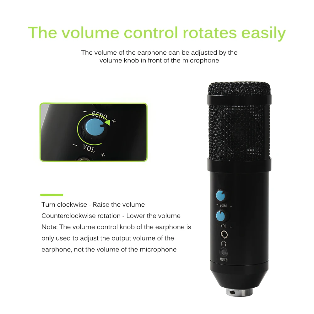 

Heart-Shaped Condenser Microphone 120DB S.PL. Microphone Chip High Quality Professional Wired USB Computer Condenser Recording