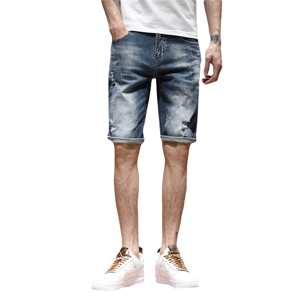 Мужские рваные байкерские джинсы хлопковые зауженные брюки винтажные потертые в