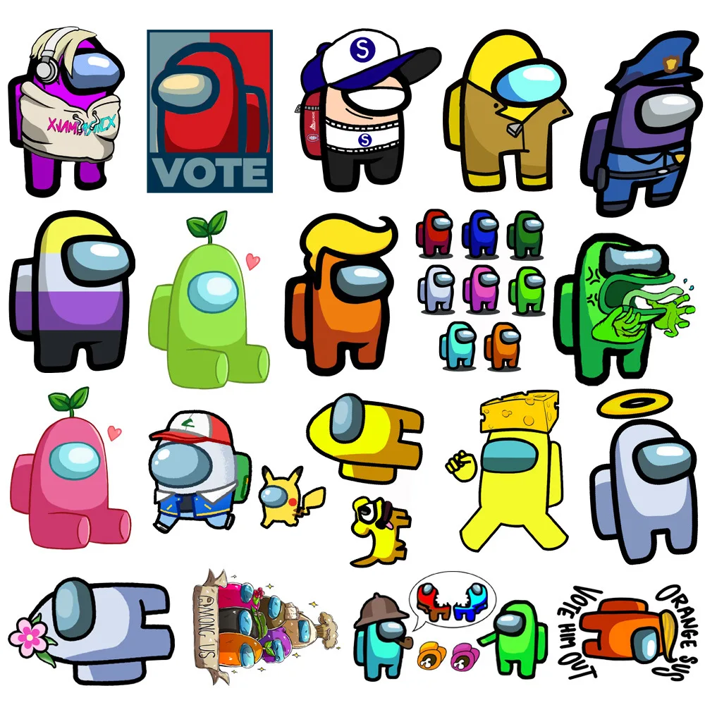 

100Pcs/set amon us Stickers Waterproof Graffiti Stickers for Fridge Guitar Laptop Travel Luggage Sticker Without Leaving Glue