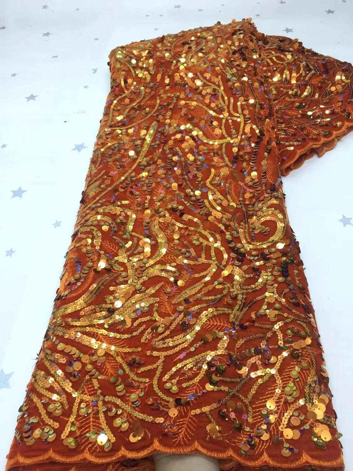 

Nigeria sequin velvet lace fabric 5 yards 2020 new high-quality wedding banquet show French African lace fabric FJ-023