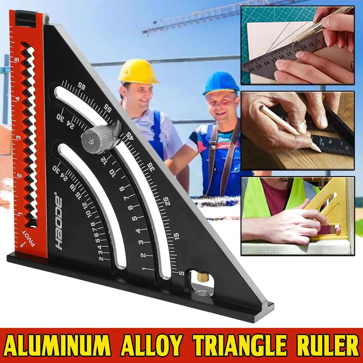 

Metric Aluminum Alloy Triangle Angle Ruler Protractor Woodworking Measurement Tool 30cm Quick Read Square Layout Gauge