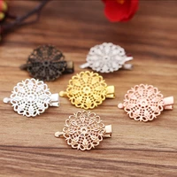 10pcslot vintage bridal hairpins hair clips rose goldsilver color feather flower hair clip for hair jewelry making findings