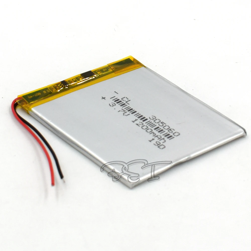 

10Pcs Lithium polymer Battery 305060 3.7V 1200mah Rechargeable Liion Cell Li-Po For DVD PAD PDA MP5 GPS Digital Product Navigato