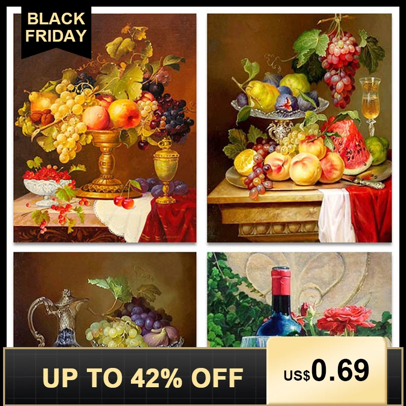 

Fruit Diamond Embroidery Home Kitchen Wall Decor Rubik's Cube Square Diamond Painting Crystal Mosaic Picture of Rhinestone R009