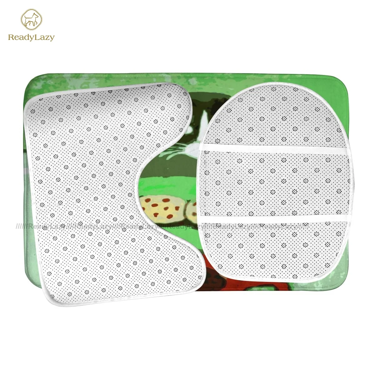 

Japanese Cat Bath Mat 3 Piece Absorbent Shower Bathroom Mat Set Vintage Polyester Bathroom Rug