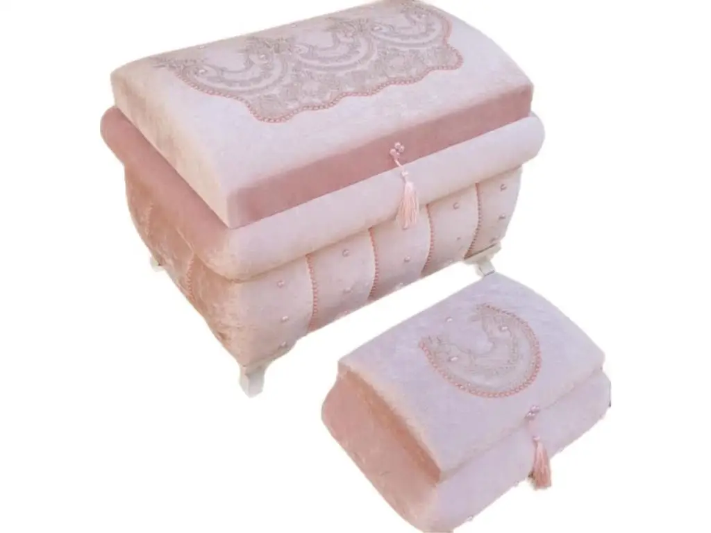 

Agca Storage Trunk and Chest Luxury Stone Tasseled 2-Pieces Powder
