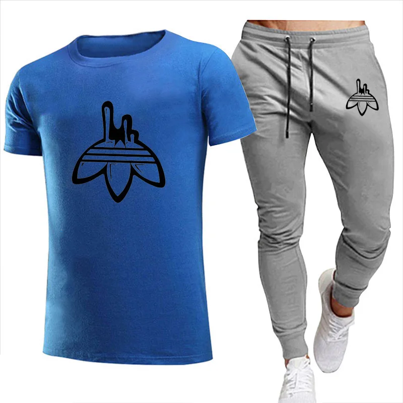 

Summer fashion casual brand men's suit sportswear men's thin cotton short-sleeved T-shirt + pants 2-piece summer suit sportswear