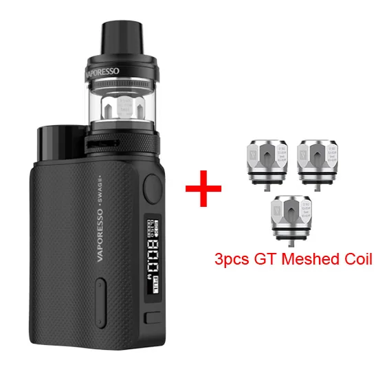 Черно-серый Vaporesso Vape SWAG 2 комплект с коробкой Mod NRG ПЭ бак распылитель GT 4 сетки Катушки основной аккумулятор пара электронная сигарета - Цвет: Черно-серый