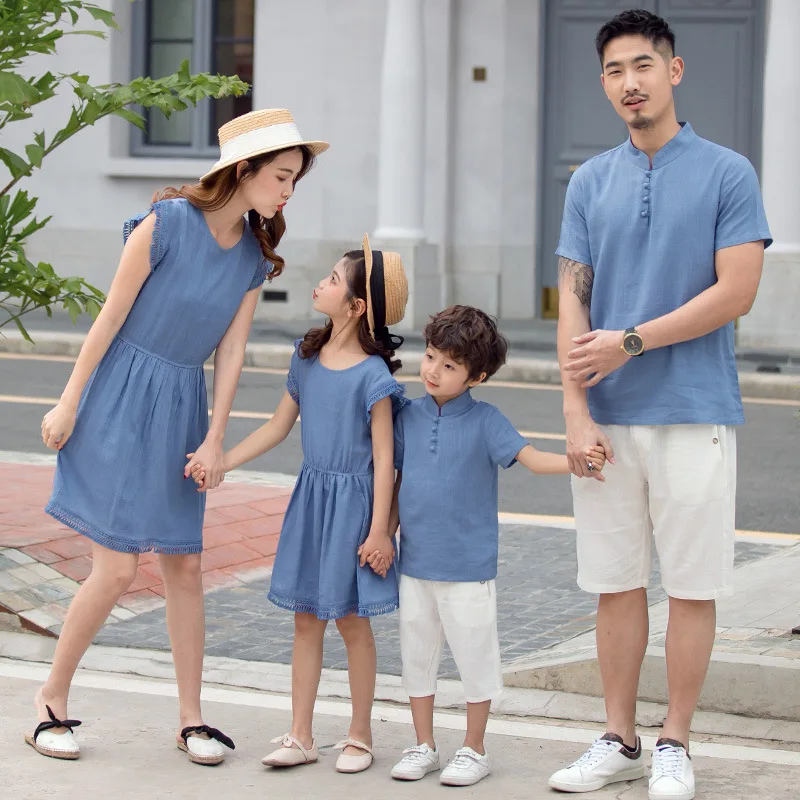 

2021 new high quality solid color parent child wear mommy and me clothes
