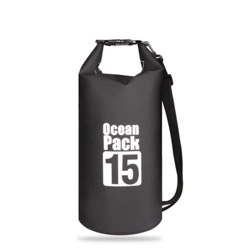 15L Black 5L/10L/15L/20L/30L открытый плавательный водонепроницаемый мешок пакет ПВХ брезент Кемпинг рафтинг хранения сухой мешок с регулируемым ремешком крюк - Цвет: 15L Black