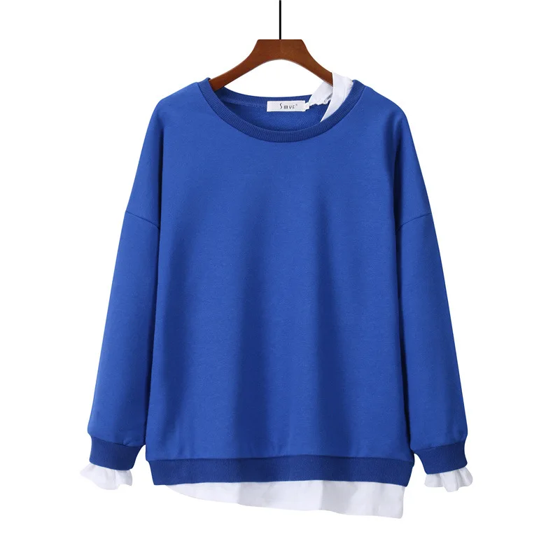 

2020 Spring and Autumn New Solid Color Casual Long Sleeve Round Neck Slimming Loose Simple Large Size Women's Pullover Top