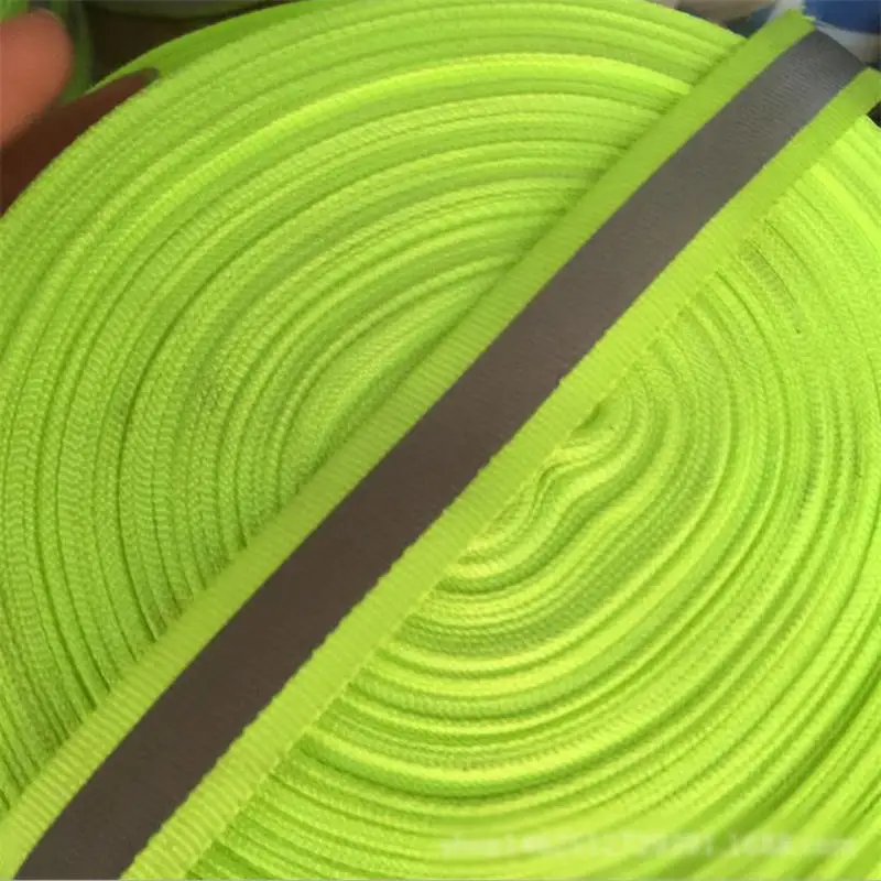 

8Seasons Fashion Fluorescent Green Gray Polyester Reflective Ribbon Rope For Women Men DIY Making Findings 20mm-1 Roll