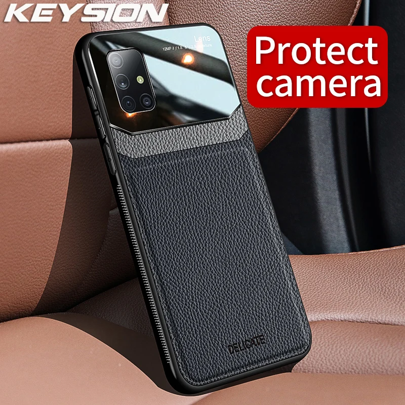 Модный противоударный чехол KEYSION для Samsung A51 A71 зеркальная кожаная задняя крышка