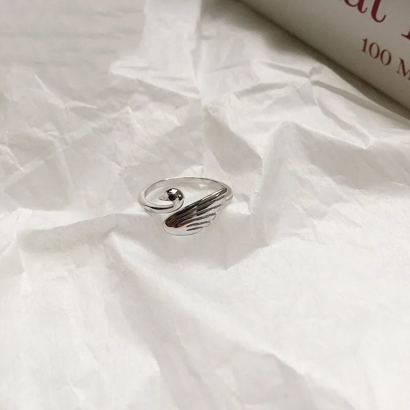 Простое модное элегантное женское Открытое кольцо в виде лебедя повседневное