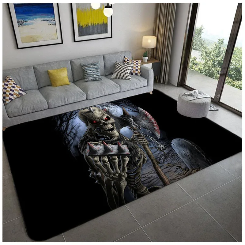

Halloween Party Area Rugs 3D Creative Skull Printing Carpets for Living Room Bedroom Decor Carpet soft Flannel Home Floor Rug